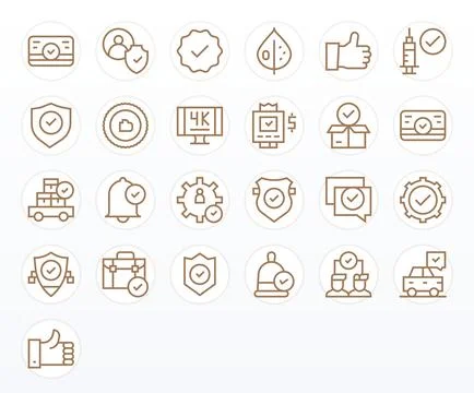 25 Editable 64x64 Vector Icons for Ok in elegant Regular Line design Stock Illustration