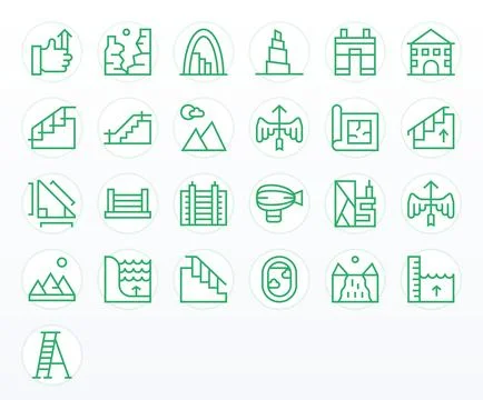 25 Editable Regular Line Vector Icons designed for Elevation Interface Ilustración de archivo