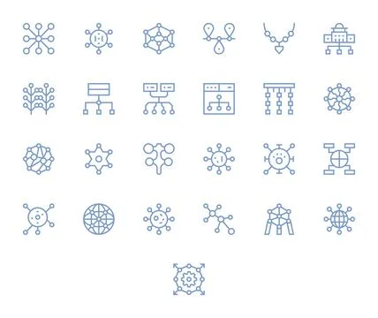 25 Editable Regular Line Vector Icons designed for Links Interface Stock Illustration