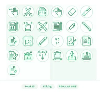 25 Editing PIXEL Perfect Vector Icons in Retina Ready Regular Line Aesthetic Stock Illustration