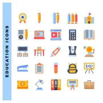 25 Education Flat icon pack. vector illustration. Illustrazione stock