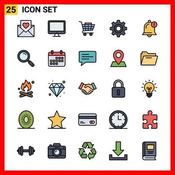 25 Essential Flat Icons Set for Business and Technology. Stock Illustration