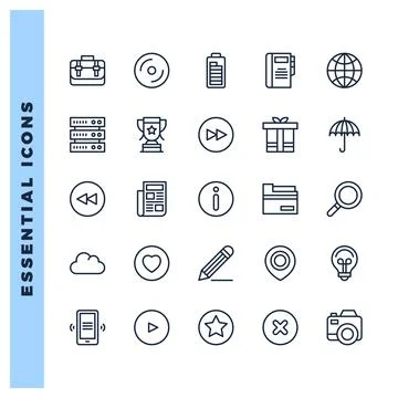 25 Essential Lineal icon pack. vector illustration. Stock Illustration