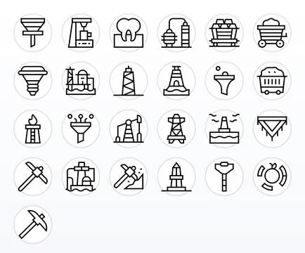 25 Extraction Pixel Optimized Vector Icons in 128x128 Regular Line Aesthetic Stock Illustration