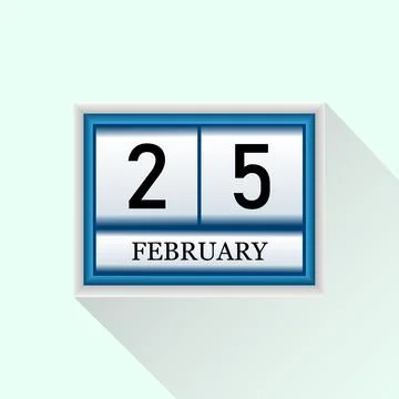 25 February Vector flat daily calendar icon. Date and month. Stock Illustration