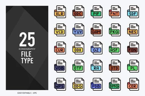 25 File Type Lineal Color icon pack. vector illustration. Stock Illustration
