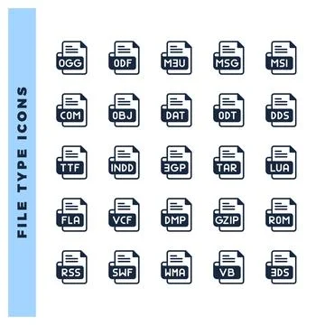25 File Type Lineal Fill icon pack. vector illustration. Stock Illustration