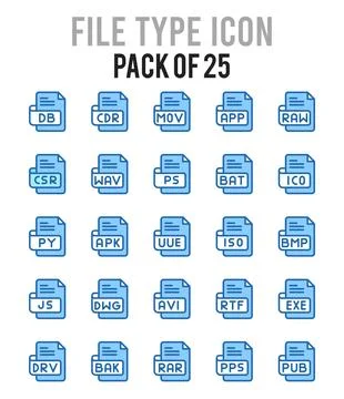 25 File Type. Two Color icons Pack. vector illustration. Stock Illustration