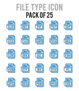 25 File Type. Two Color icons Pack. vector illustration. Stock Illustration