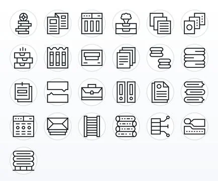 25 Folders Display Perfect Vector Icons in 256x256 Regular Line Aesthetic Stock Illustration