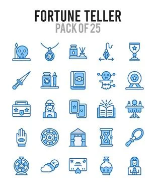25 Fortune Teller. Two Color icons Pack. vector illustration. Stock Illustration