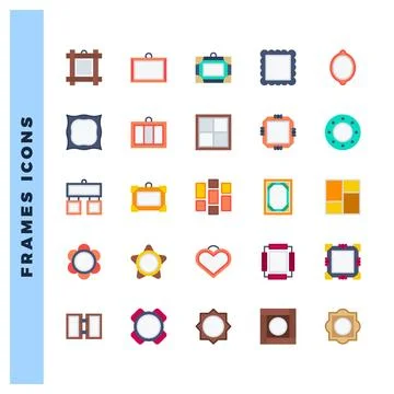 25 Frames Flat icons pack. vector illustration. Stock Illustration