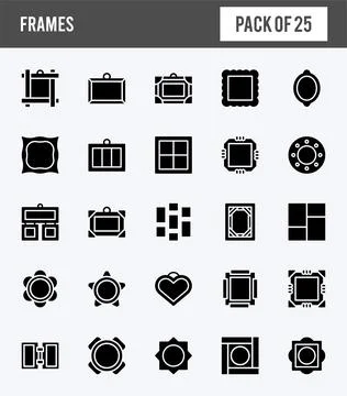 25 Frames Glyph icons pack. vector illustration. Stock Illustration