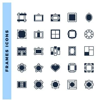25 Frames Lineal Fill icons pack. vector illustration. Stock Illustration