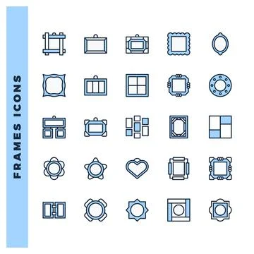 25 Frames Two Color icons pack. vector illustration. Stock Illustration