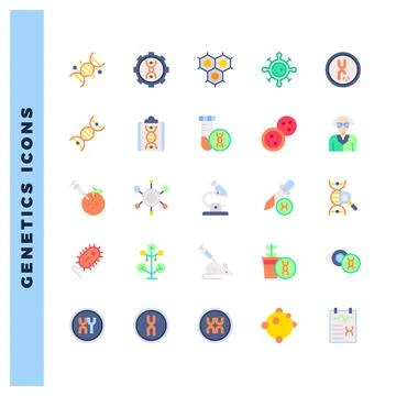 25 Genetics Flat icon pack. vector illustration. Stock Illustration