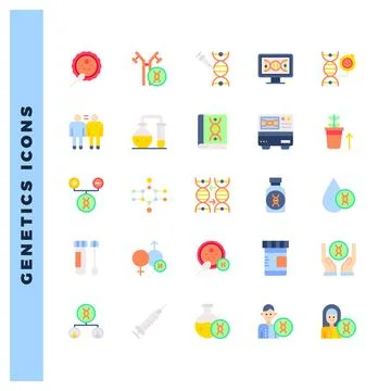 25 Genetics Flat icon pack. vector illustration. Stock Illustration