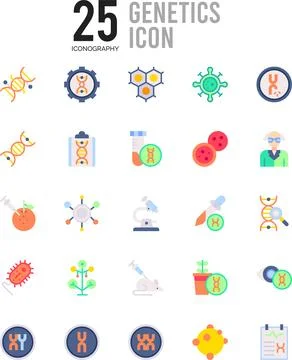 25 Genetics Flat icon pack. vector illustration. Stock Illustration