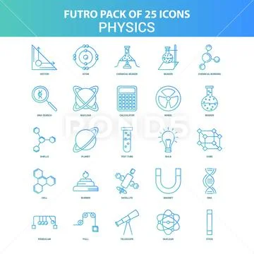 25 Green and Blue Futuro Physics Icon Pack: Graphic #97013601