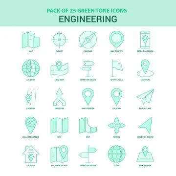 25 Green Engineering Icon set Stock Illustration