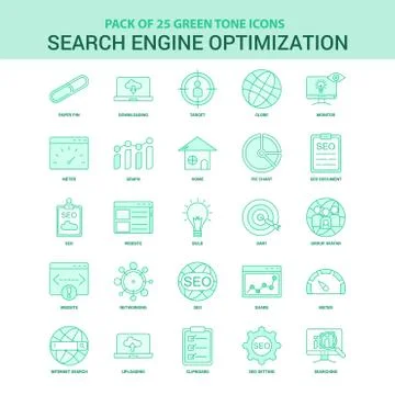 25 Green Search Engine Optimization Icon set Illustrazione stock