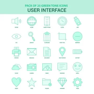 25 Green User Interface  Icon set Illustrazione stock
