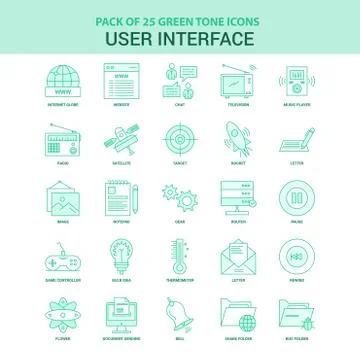 25 Green User Interface  Icon set Illustrazione stock