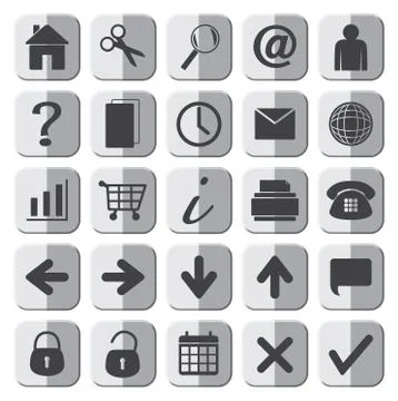 25 Grey Web Icons Set Stock Illustration
