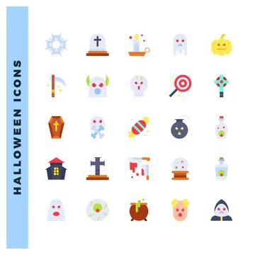25 Halloween Flat icon pack. vector illustration. イラスト素材
