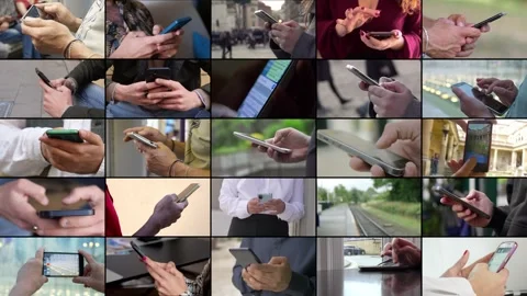 25 Hands Sending and Receiving Emails on Smartphones Stock Footage 293058492