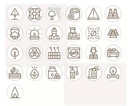 25 Hazard PIXEL Perfect Vector Icons in 64x64 Regular Line Aesthetic Stock Illustration