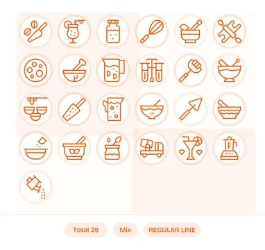 25 High Resolution Display Perfect Vector Icons for Mix in Regular Line Theme Stock Illustration