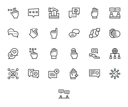 25 High Resolution Regular Line Vector Icons optimized for Interaction PIXE.. Stock Illustration