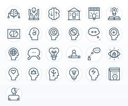 25 High Resolution Regular Line Detail Enhanced Vector Icons for Thought Pr.. Stock Illustration
