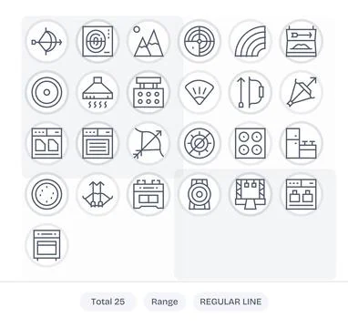 25 High Resolution Regular Line Vector Icons for Range with Pixel Optimized.. Stock Illustration