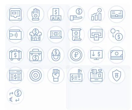 25 High Resolution Vector Icons for Money with Detail Enhanced Regular Line.. Stock Illustration