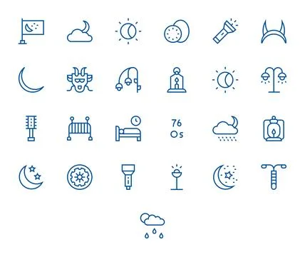 25 High Resolution Vector Icons for Dark in Detail Enhanced Regular Line Form Stock Illustration