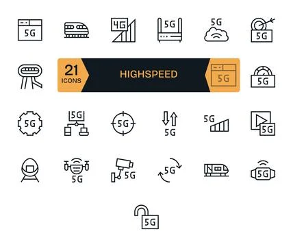 25 HighSpeed Display Perfect Vector Icons in Retina Ready Regular Line Aest.. Stock Illustration