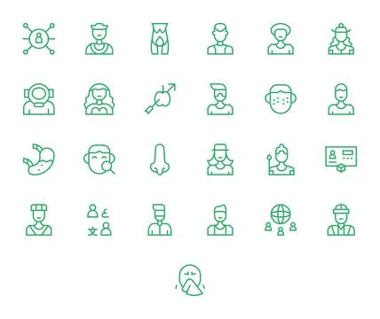 25 Human PIXEL Perfect Vector Icons in High Resolution Regular Line Aesthetic Stock Illustration