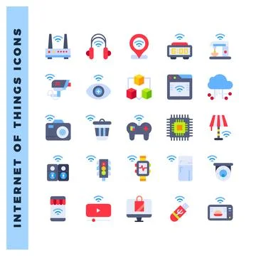 25 Internet of Things Flat icon pack. vector illustration. 스톡 일러스트