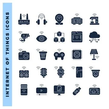 25 Internet of Things Glyph icon pack. vector illustration. 스톡 일러스트