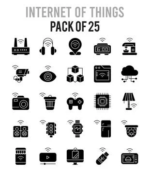 25 Internet of Things Glyph icon pack. vector illustration. 스톡 일러스트