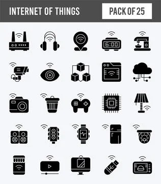 25 Internet of Things Glyph icon pack. vector illustration. 스톡 일러스트