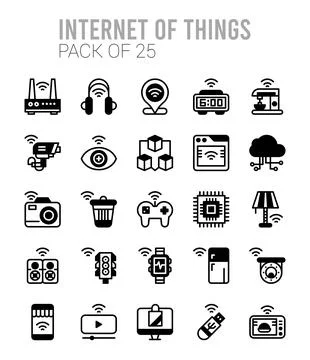 25 Internet of Things Lineal Fill icons Pack vector illustration. 스톡 일러스트