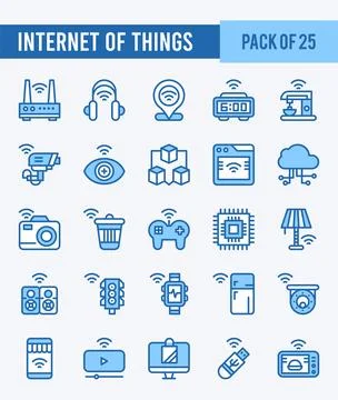 25 Internet of Things. Two Color icons Pack. vector illustration. 스톡 일러스트