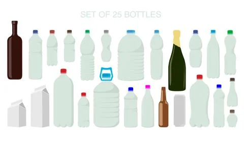 25 isolated shapes of bottles Stock Illustration