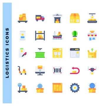 25 Logistics Flat icons pack. vector illustration. Illustration