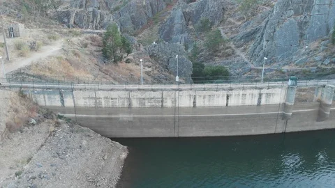25-meter high dam that overlaps the bed of the Ponsul River, Portugal. Stock Footage 116589280