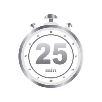 25 min timer sign, time concept, timer. Vector illustration Stock Illustration