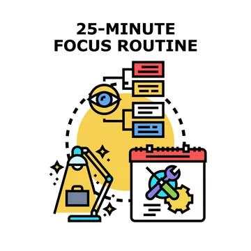 25 minute focus routine for work and study task management Illustrazione stock
